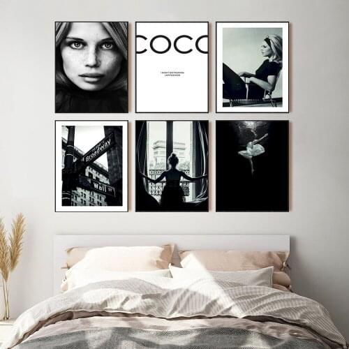 Fashion Wall Art Black White Underwater Woman Print Sexy Female Poster Canvas Art Beauty Wall Picture Painting Modern Home Decor