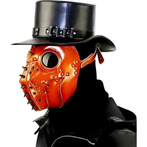 Fashion Steampunk Plague Doctor Mask PU Leather Full Faced Punk Masks Adult Halloween Cosplay Carnival Party Club Bar Props
