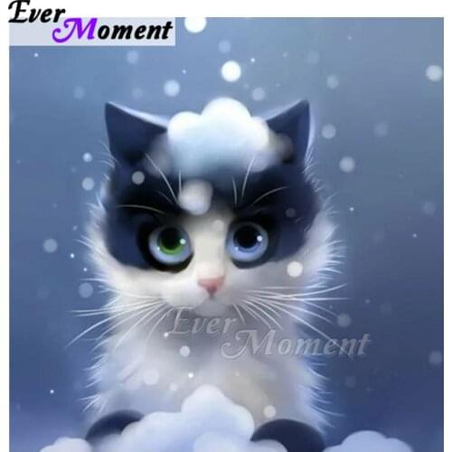 Ever Moment Diamond Painting Decor Picture Of Rhinestone Big Cat Cat Snow Full Square Drill Diamond Embroidery Mosaic ASF1729