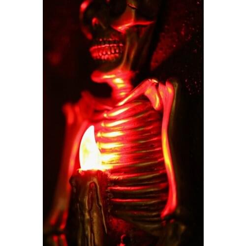 Halloween Skull Night Light Wall-mounted Flame Light Skeleton Wall Headlight Battery Power Holiday Lamp Scarry Decor
