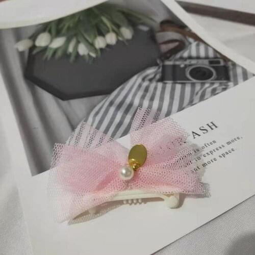 2020 New Pet Puppy cat cute Handmade pet headdress Maltese mesh hairpin dog Grooming Accessoires 20pcs/lot