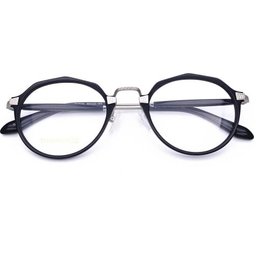 Belight Optical Acetate with Titanium Vintage Retro Irregular Men Women Glass Prescription Eyes Spectacle Frame Eyewear 17034
