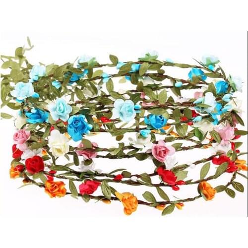 Wholesale 500pcs Bohemian Style Wreath Flower Crown Wedding Garland Forehead Hair Head Band Beach Wreath
