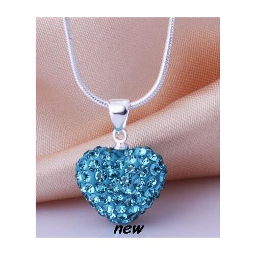 White rose red 16 inch white black mix Silver Plated Heart Necklace Pendant Snake Chains crystal