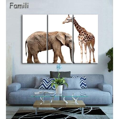 Printed African Giraffes Canvas Painting 3Pcs Unframed Wall Pictures For Living Room Hot Cuadros Decoration HD Modular Pictures