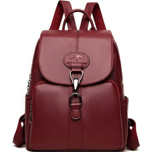 Casual Backpack for Girls Leisure Shoulder Bags 2021 Fashion Soft Leather Womens Backpack Large Capacity School Bag