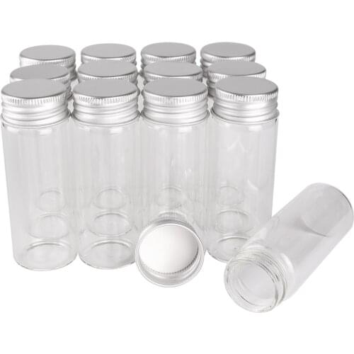 24pcs 40ml Size 30*80mm Transparent Glass Perfume Spice Bottles Tiny Jars Vials With Silver Screw Cap DIY Craft