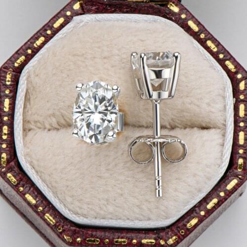 Real 0.5/1 Ct moissanite stud earrings For Women 100% 925 Sterling Silver Sparkling Wedding Top Quality Female Gold Earrings