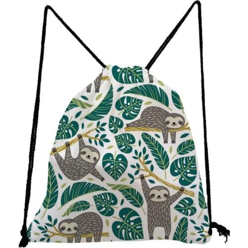 Sloth Drawstring Backpack Cartoon Sports Gym Bag Turtle Leaf Women Men Children For Hiking Swimming Travel Mini Girl Storage Bag