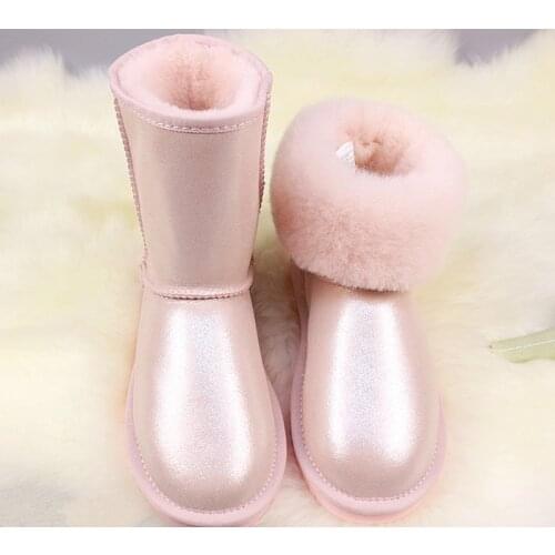 Genuine Sheepskin Leather Boots Women Winter Boots Warm Wool Snow Boots Waterproof Flat Boots 100% Natural Fur Womens Boots