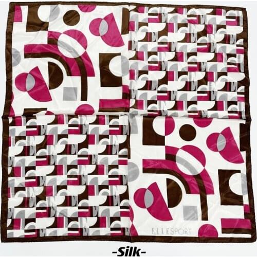 SCARFIGO New 50*50cm Women 100% Silk Scarf Elegant Geometric Printed Casual Silk Small Square Wraps Scarves Shawl