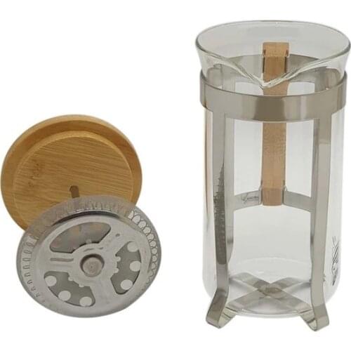 Made in Turkey French Press Eco-Friendly Bamboo Cover Coffee Plunger Tea Maker Percolator Filter Press Coffee Kettle Pot glass T
