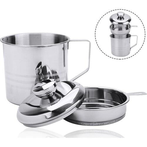 Stainless Steel Oil Strainer Pot Container Jug Storage Can with Filter Leakproof Cooking Oil Pot Dispenser Kitchen Tools