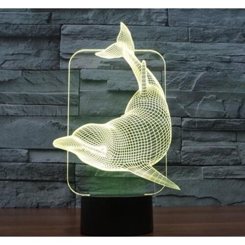 3D LED Night Light Dolphin Porpoise Come with 7 Colors Light for Home Decoration Lamp Amazing Visualization Optical Illusion
