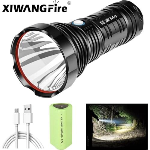 LED Tactical Flashlight High-power Glare Long-Range Handheld Searchlight USB Rechargeable Flash Light Waterproof Camping Outdoor
