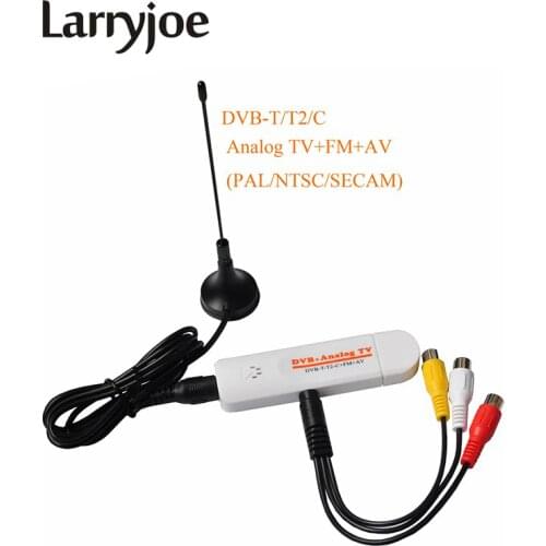 Larryjoe DVB t2 PVR Analog USB TV Stick Tuner Dongle PAL/NTSC/SECAM with Antenna Remote HDTV Receiver for DVB-T2/DVB-C/FM/DVB/AV