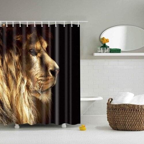 Lion Pattern Print Shower Curtains for Bathroom Decor,Polyester Waterproof Fabric Bath Curtain with 12 Hooks,70x70 Inches