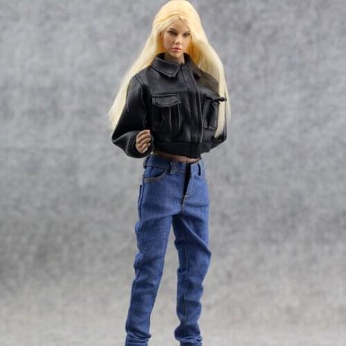 1/6 Scale Women Sexy Jeans Girl Trousers Clothing Female Fashion Faux Leather Clothes For 12" Action Figure Body Doll Toy