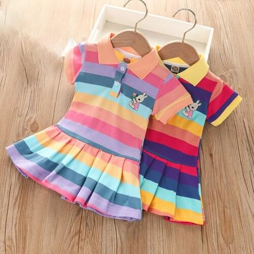 2-14 Years Summer Polo Dresses For Little Girls Kids Children Golf Sport Clothes 2021 New Fashion Pink Polo T-shirts Mini Dress