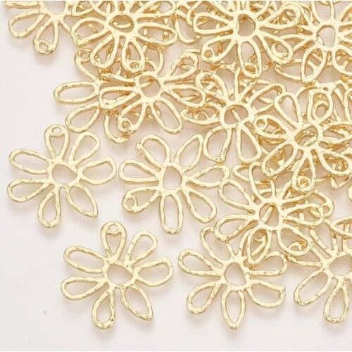 100pcs Hollow Flower Alloy Open Back Bezel Pendants Charm For DIY UV Resin Epoxy Resin Pressed Flower Jewelry Making