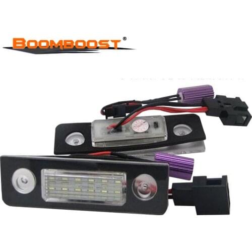 Car LED License Plate Lights 12V For Volkswagen Skoda Octavia 1Z/Roomster 5J 2Pcs Number Plate Lamp Canbus Bulb Kit SMD3528