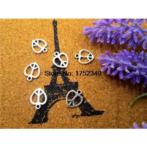 20PCS--Peace Sign,Tiny Size Tibetan Silver Heart Shaped Peace Symbol Pendants/Charms, Jewelry Making 12x14mm