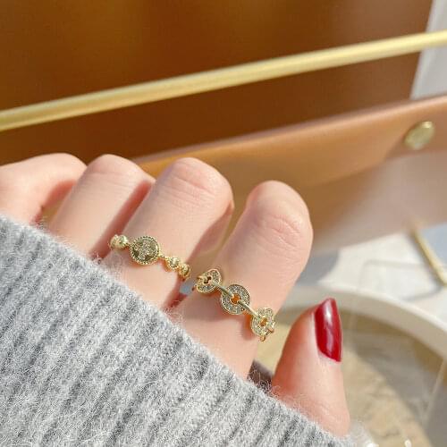 2021 New Fashion Brand Jewelry Crystal Geometric Adjustable Rings for Women Delicate Gift Engagement Rings