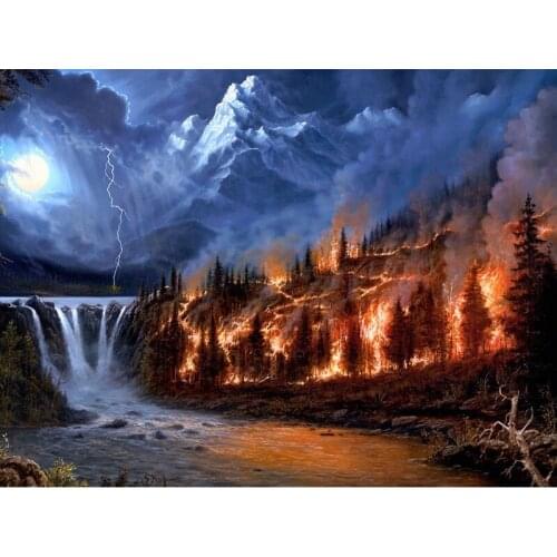 DIY 5D Diamond Embroidery Waterfall volcano landscape Full drilling Cross stitch Embroidery Christmas gift Home Decoration E1563