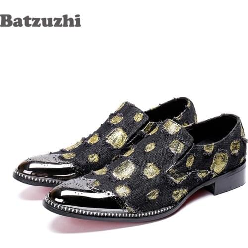 Batzuzhi Rock zapatos de hombre Formal Shoes Men Metal Tip Toe Black/Red Party and Wedding Shoes Men Business Oxfords,Big US6-12