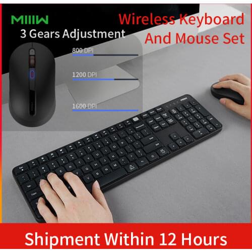Black / White MIIIW Wireless Keyboard & Mouse Set Only One USB control 104 Keys 2.4GHz Multi System Compatible Wireless Keyboard
