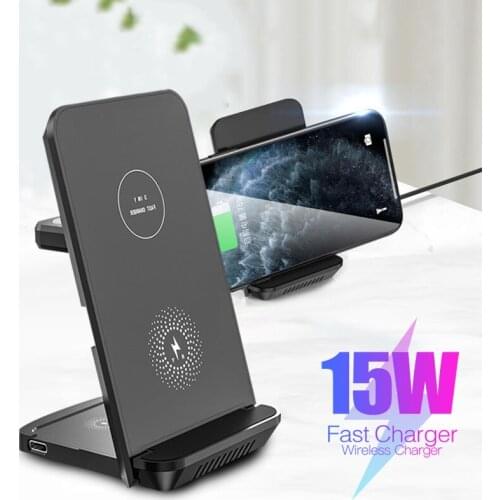 15W Wireless Charger Holder Vertical Charge 3 in 1 Fast Charging Mobile Phone Station For iPhone 12 Pro Max Apple Airpods Watch