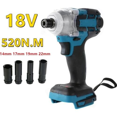 520N.M Brushless Cordless Electric Impact Wrench 1/2 inch Power Tools Li Battery Adapt to Makita 18V Batterry Power Tool