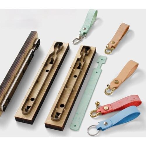 Keychain Knife Mold Leather Craft DIY Key Ring Wooden Template Knife Punching Tool Key Chain Cutting Mould Cutter