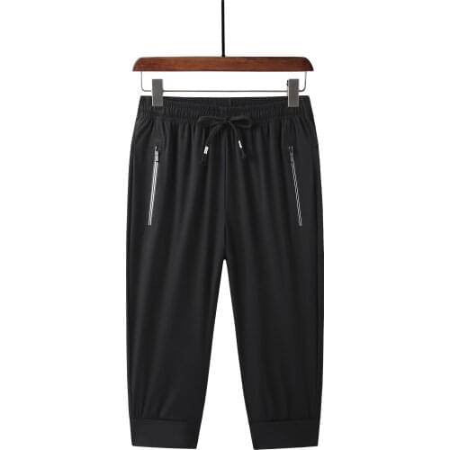 2021 New Korean Summer MenS Loose Fitting 5-Point Grey Casual Thin Large Size 130Kg Quick Drying Ice Silk Running Pants