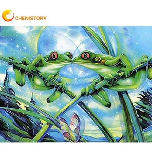 CHENISTORY 5D Diamond Painting Frog Full Square Diamond Embroidery Animal Flower Picture Rhinestone Mosaic Kits Home Decoration