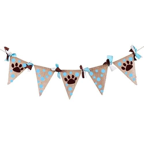 Decoration Bunting Banner Garlands Reusable Hanging Supplies Flags Pet Dog Birthday Party Festive Hessian Pennant Home Decor Cat