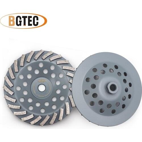 BGTEC 2pcs 7inch Diamond Turbo Row Grinding Cup Wheel 180mm Grinding discs for concrete, Masonry, construction material