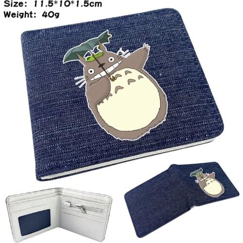 Anime My Neighbor Totoro Denim Wallet Casual Short Card Photo Holder Student Bifold Teenger High Quality Mens Womens Purse
