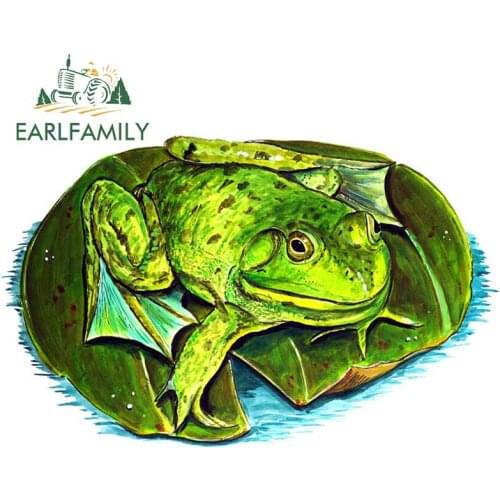 EARLFAMILY 13cm x 8.1cm Lily Pad Frog Sticker Decal Home Office Dorm Exclusive Art Tablet Car Stickers Waterproof Graphics