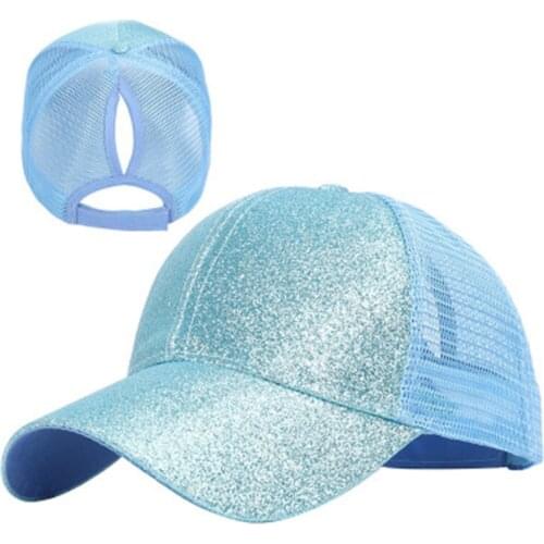 Cotton baseball cap summer Breathable Unisex net hats adjustable snapback hats sunhat Bright powder Ponytail baseball cap F35