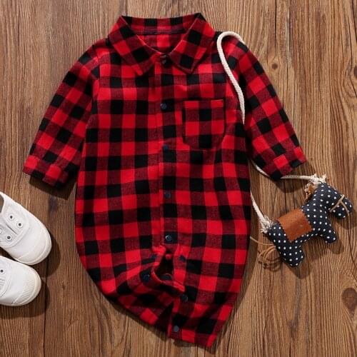 New Born Baby Boy Clothes Long Sleeve Plaid Clothing Newborn Rompers Onesie Infant Jumpsuits Pajamas Babygrow Things Costume