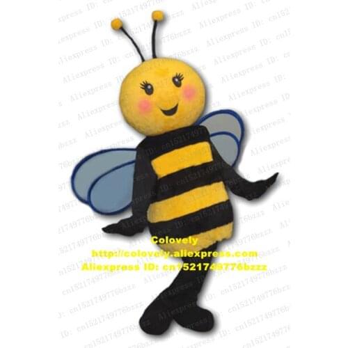 Wonder Yellow Black Bee Honeybee Wasp Hornet Bumble Vespid Mascot Costume Black Clear Eyes Pink Blusher Black Chopine No.8667