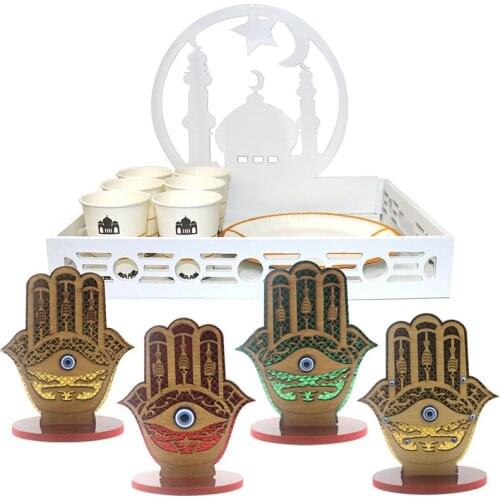 Liviorap Wooden Palm Ornaments Ramadan Decor Eid Mubarak Ramadan Muslim Islam Decors for Home Ramadan Favors