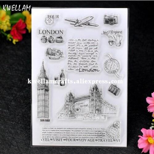 LONDON England BIG BEN Tower Bridge Scrapbook DIY photo cards account rubber stamp clear stamp transparent stamp 11x16cm 7063014