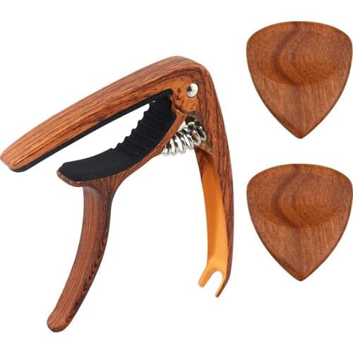 Dark Wood Guitar Picks Plectrum and Capo Tuning Clamp Guitar Tuning Tool