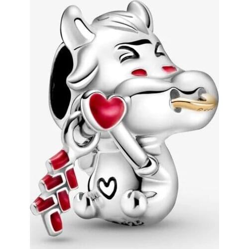 Cute Ox Charms Fits Pandora Bracelet Authentic 925 Sterling Silver Beads DIY Jewelry Making Wholesale 2021 New