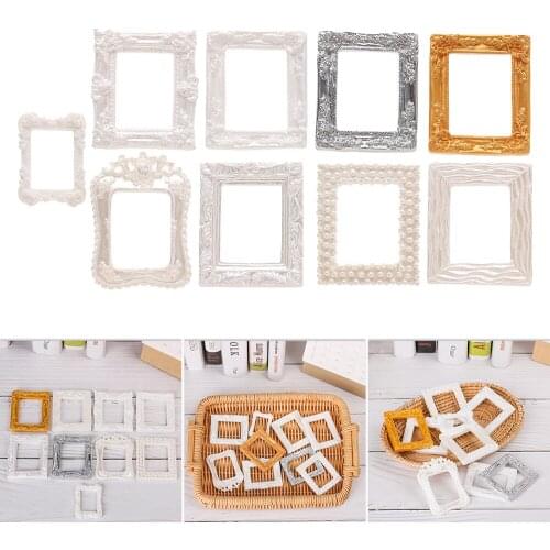 2pcs 1/12 Dollhouse Miniature Accessories Resin Photo Frame Simulation Furniture Model Toy For Children Doll House Decoration