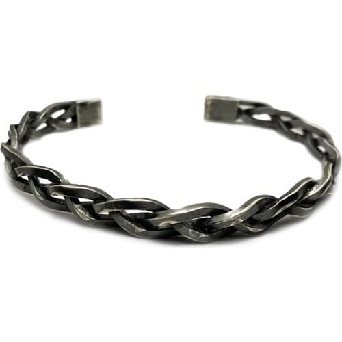 Fashion Vintage Oxidized Cool Double Curb Chain Bracelets for Men Stainless Steel Punk Antique Cubic Foxtail Chain Male Pulseira