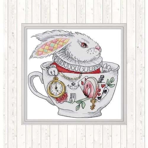 Rabbit Cups DIY Embroidery Needlework Sets Cross Stitch Kits Counted Dmc 14ct 11CT Cross Stitch Needlepoint Wall Home Decor Kits