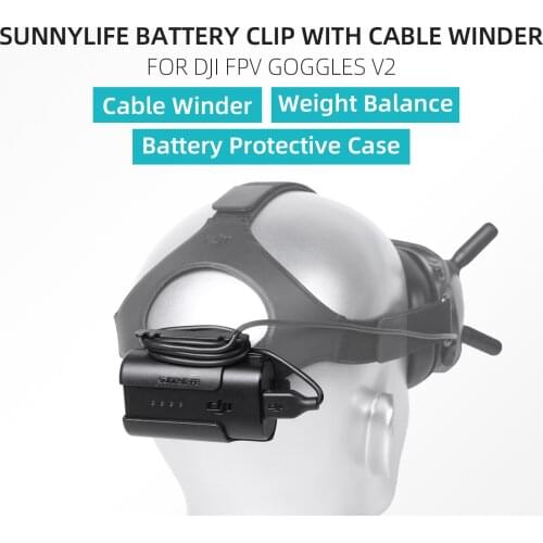 Sunnylife Headband Battery Storage Case Back Clip Holder for DJI FPV Goggles V2 Flying Glasses Power Supply Cable Accessories